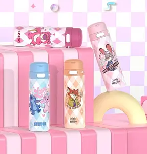 MINISO Zootopia Insulated Cup Judy & Nick High-Value Dual-Use Cup Straw Cup Direct-Drink Cup (470ML) comes with a cup brush, convenient to carry, exquisitely designed, stylish and versatile