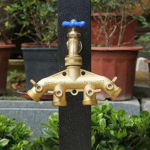 1 Set Adjustable Joint Copper Garden Faucet Splitter, Garden Hose Connectors, Courtyard Water Pipe Adapter, Quick-Connect Fitting, Garden Hose Fittings