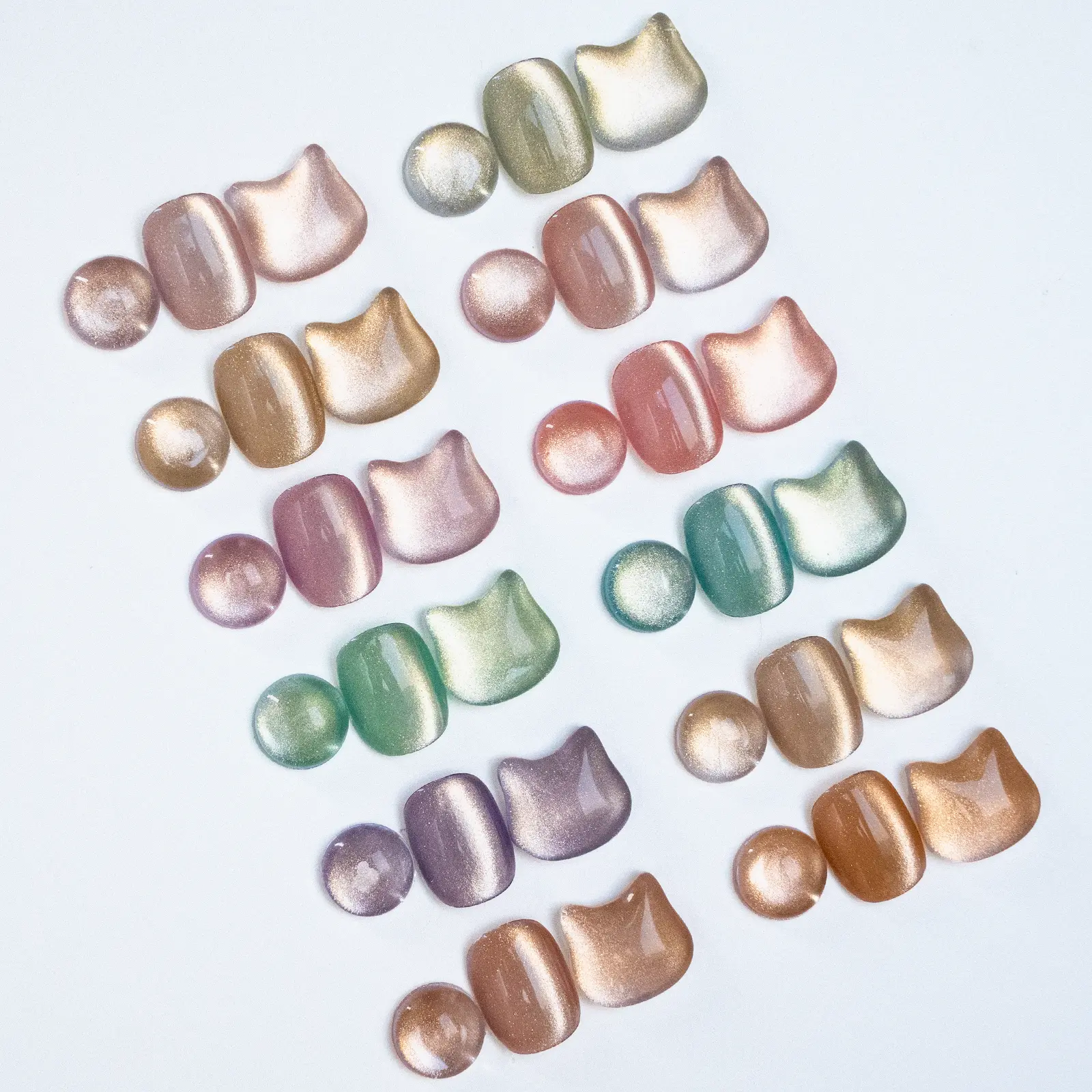 Gelikeec Pro Salon Golden Aura Premium Magnetic Cat Eye Gel Set | 12 Premium Colors & Magnet | HEMA & TPO-Free
