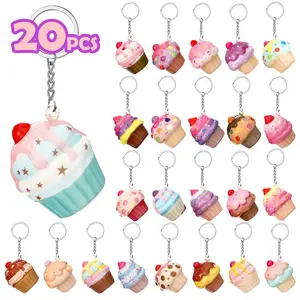 20 Pack Ice-Cream Keychains Set Slow Rising Squishy Squishies Toys Fidget Toys Small Foam Squishies Toys Ice-cream Cake Shape Squishy Toy Squeeze Sensory Fidget Toys Cute Cartoon Key Rings For Kids'Christmas Easter Halloween Parties & Goodie Bags