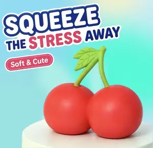 Simulated cherry shaped decompression toy, extremely soft and comfortable to handle, slow rebound and not easily deformed, built-in safety filling material, compact and portable, is a creative small item for leisure decompression and passing time