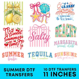 Summer DTF Transfers Ready to Press | Full Color Heat Transfers | DIY T-Shirt Printing | Premium Transfers