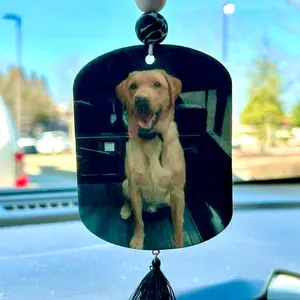 Custom Dog Car Air Freshener - Personalized Car Interior Accessories with Your Pet's Photo - Decorative Tassel - Custom Scent Available