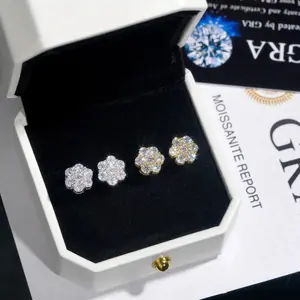 9mm Flower Cluster Set Moissanite Earrings in 925 Sterling Silver