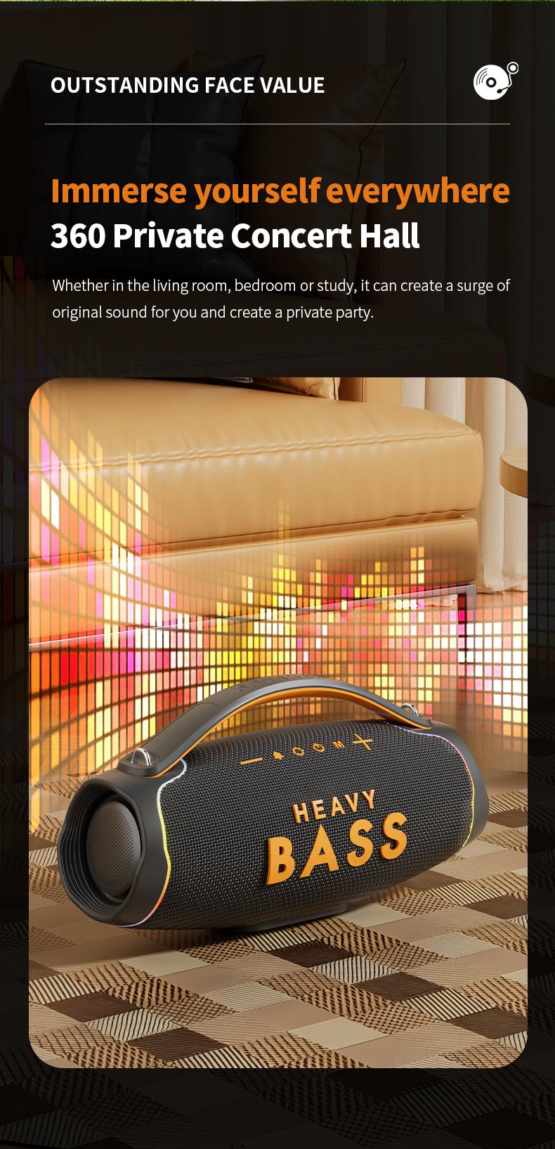 Giant Portable Bluetooth Speaker with Shoulder Strap, Super Loud Heavy Bass Party Speaker, Waterproof Outdoor Sound System with RGB Lights, 48cm Extra Large Wireless Speaker for Camping/Beach Audio Smartphone