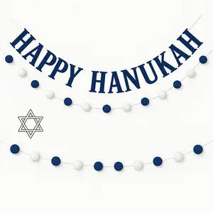 Happy Hanukkah Double Pom Banner