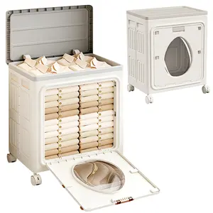 Laundry Hamper with Lid, Household FoldableStorage Closet Organizers with Wheels LargeCapacity Plastic Dirty Laundry Basket for Blanketand Clothes outdoorfun