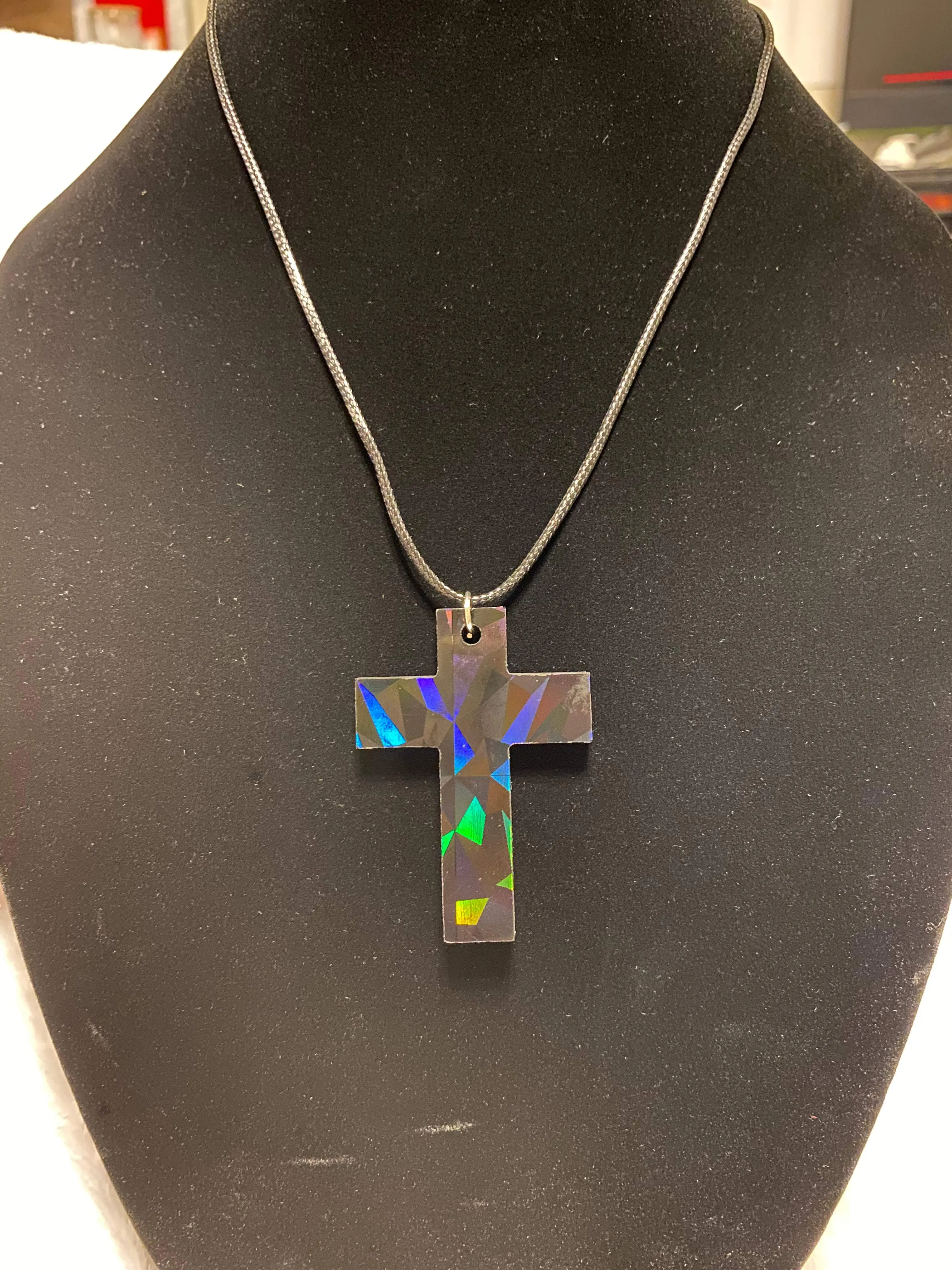 Holographic Black Resin Cross