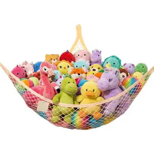 Stuffed  Net Hammock for Plushie Toys, Stuffed  Hammock Corner for ' Room Decor, Ideas for Organizing Stuffy Collection, Yellow, L (67" x 40" x 40")-Pack of 1