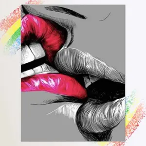 1pcs 5D DIY diamond painting kit, 5D diamond art kit, DIY decoration, kissing red lips diamond painting kit full round diamond DIY, mosaic, diamond art, DIY art home decor, suitable for Halloween and Christmas.