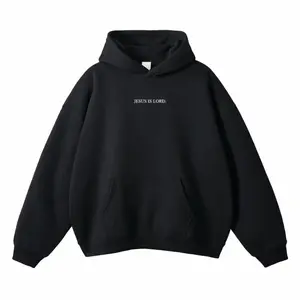 180g[100%cotton]Jesus Is Lord Hoodie - Classic Design with Front embroidered WHITE TEXT