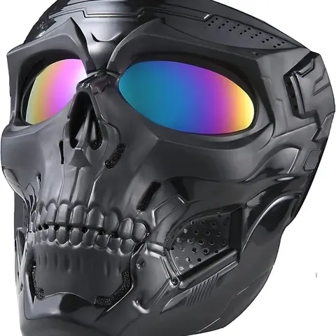 Adult Adjustable Band Windproof Skull Goggles - Impact Resistant, Anti-Fog Coat Tactical Party Accessories, Creepy Halloween Costume Ideas Item for LARP, CS Shooting Games