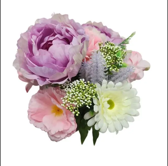 Artificial Pink Mixed Peony & Hydrangea 17 in Tall Spring Indoor Bouquet