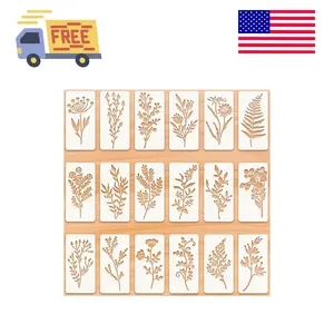 18 Sheet Reusable Flower Stencils for Painting,Stencils