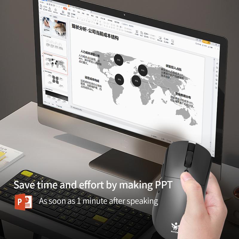 MR025 AI Lightweight Wireless Gaming Mouse,12000 DPI,Smart Voice Mouse,6 Programmable Buttons,Tri-Modes Connection,BT/Type-C Wired/2.4G Wireless Mouse Gaming with 2 Side Buttons, PC/Mac Computer and Laptop Compatible For Work Or Gamer,White/Black