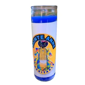 Grann Sainte Anne 7 Days Blues Candle - Charitable Design with Colorful Accents