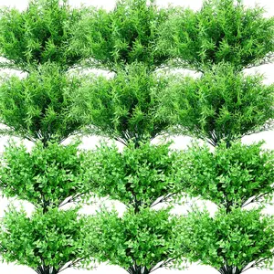 40  Artificial Grass  Outdoor  Faux Grass  Bushes Plastic Greenery Shrubs Bulk Arrangement for House Outdoor Indoor Decoration Front Porch Window (Artisitic)