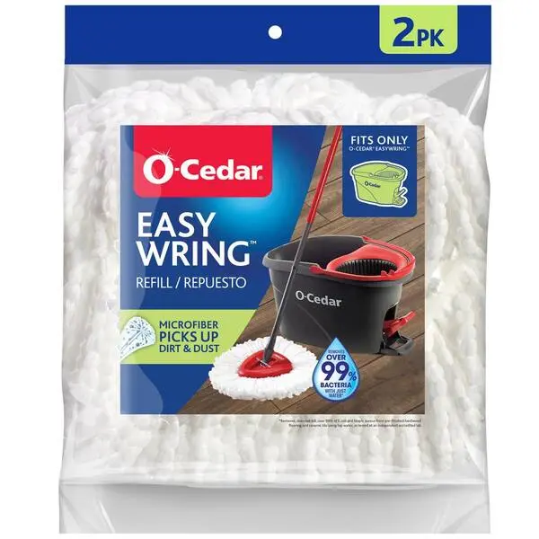 O-Cedar EasyWring Spin Mop Head Replacements, Machine Washable Microfiber Refills (2-Pack)