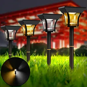 CINOTON 4-Pack 2-in-1 Solar Pathway Lights, Outdoor LED Garden Lights with 4 Lighting Modes, Energy Efficient, Led Lights, 4-Pieces