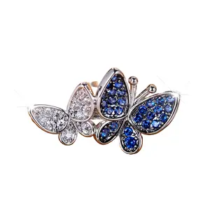 Blue Butterfly Ring Electroplated Copper Nature  Jewelry Accessory Piece