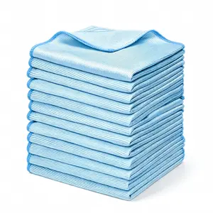 This 12-pack of reusable microfiber glass cleaning cloths measures 12 inches x 12 inches and is suitable for stainless steel, eyeglasses, mirrors, screens, lenses, automotive glass, and household surfaces. Soft, absorbent, and durable cleaning wipes. summ