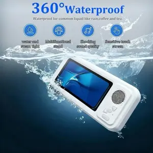 Shower Phone Holder With Wireless Bluetooth Speaker, Waterproof 480 Rotation Viewable Shower Phone Stand Case Mount Speakers For Bathroom Wall Mirror For 4"- 6.8" Cell Phones
