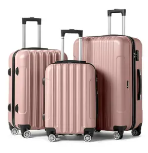 3 Piece Nested Spinner Suitcase Luggage Set with TSA Lock Rose Gold