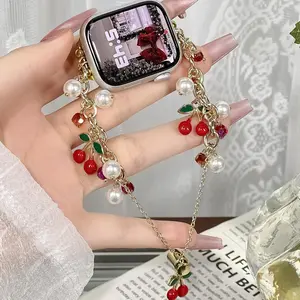 Fashionable Cherry & Pendant Design Watch Band (Band Only), Smart Watch Strap, Smart Watch Band Compatible with Apple Watch Series 10 9 8 7 6 5 4 3 2 1 Ultra 1/2 SE, Wearable Accessories