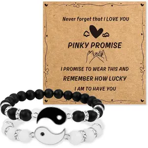 Yin Yang Matching Bracelets for Couples - Friendship Bracelets for Him & Her - Engagement & Christmas Gifts