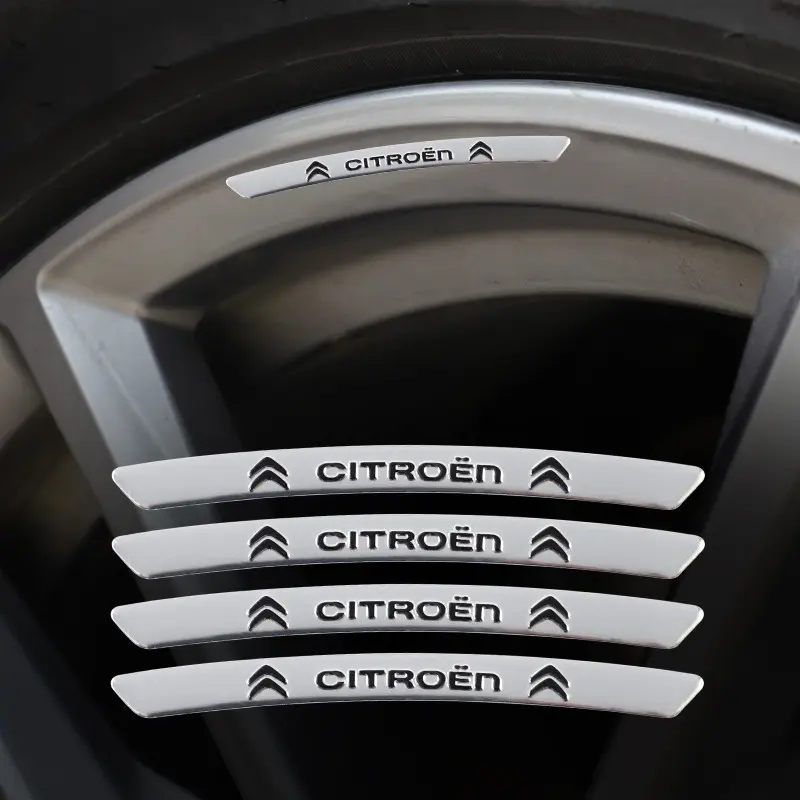 4Pcs Aluminum Logo Car Wheel Rim Hub Sticker Car Decoration For Citroen C4 C3 C5 C5X e-C4 X e-C3 C-Elysee Berlingo C1 C6 C2 C-Crosser