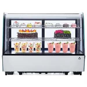 【GARVEE】Commercial Refrigerator Display Case 4.6Cu.Ft, With Led Lighting, 4.6 Cu.Ft Pastry Display Case, Double-Layered Glass Commercial Countertop Bakery Display Refrigerator