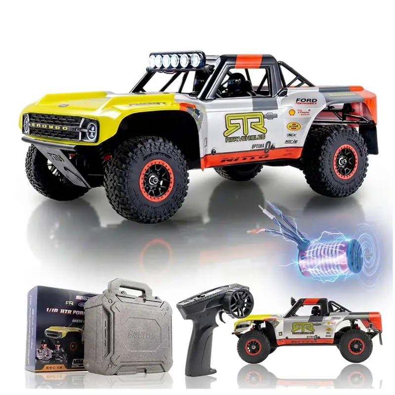 FMS 1:18 FSC18S Ford Bronco S RTR EB Brushed/Brushless RC Model Car - RC Controlled Off-Road Hobby Toy, Compact Vehicle, Rugged PC Shell, Plastic Build, Nitto M/T Traction, 2 x AA & 7.4v 2000mah 20c Lipo Battery Included, Boys' Christmas Gift