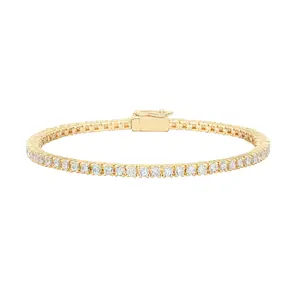 PAVOI 14K Gold Plated Cubic Zirconia Classic Tennis Bracelet | Gold Bracelets for Women | 4mm CZ, Size 6.5-7.5 Inch