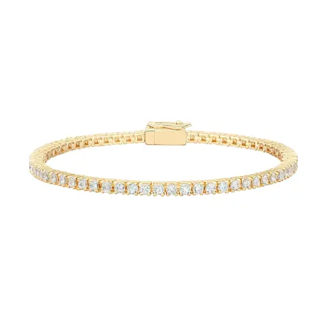 PAVOI 14K Gold Plated Cubic Zirconia Classic Tennis Bracelet | Gold Bracelets for Women | 4mm CZ, Size 6.5-7.5 Inch