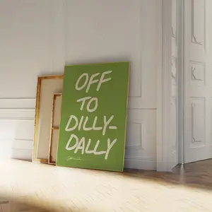 Dilly-Dally Print: 70s Green Typography, Mid-Century Modern Wall Art 0