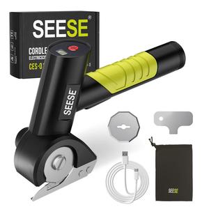 【DealsForYouDays】SEESE Cordless Rechargeable Electric Scissors – Portable Cutter for Fabric, Cardboard, Carpet & Leather Sewing Supplies Crafts Sewing Tools fathersdaygift