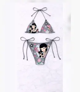 Cute Anime-Style Graphic Pink Bikini