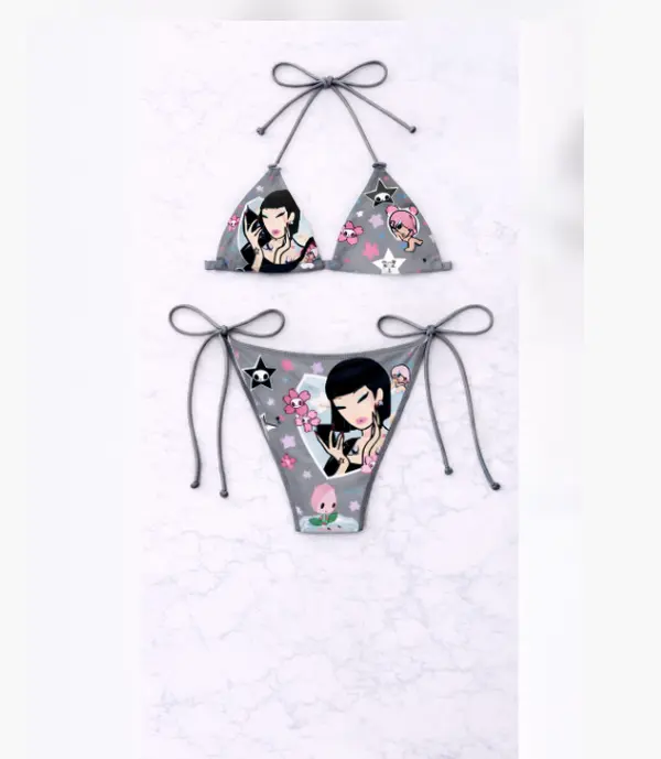 Cute Anime-Style Graphic Pink Bikini