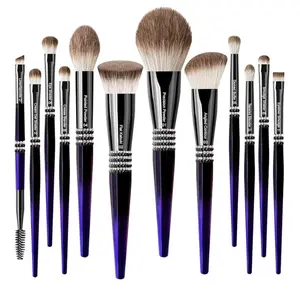 Bueart Design 16Pcs ULTRA SOFT Labeled Pro Makeup Brushes Set with Foundations Powder Blush Concealer Blending Eyeshadow Contour Brush (12Pcs Black Rose Blue)