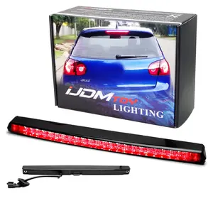 iJDMTOY Black-Out Smoked Lens Full LED Roof High Mount Spoiler Lid Third Brake Light Bar Assembly For Volkswagen 2005-2009 MK5 Golf GTI R32