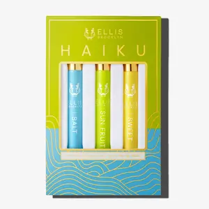 Haiku Fragrance Rollerball Trio - SALT, SUN FRUIT, SWEET Eau de Parfums, Aquatic, Floral, Gourmand Perfume Set Haiku Fragrance Rollerball Trio - SALT, SUN FRUIT, SWEET Eau de Parfums, Aquatic, Floral, Gourmand Perfume Set