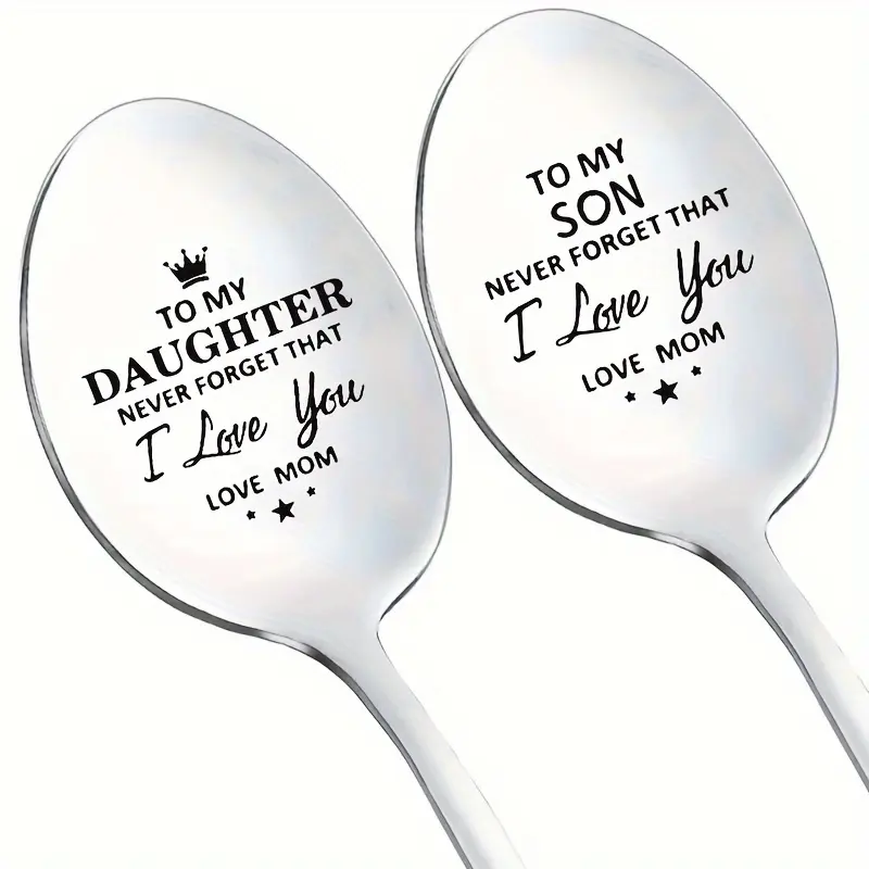 Mirror Polished Stainless Steel Spoon Engraved Gift for Daughter Son, Coffee Tea Men Women Friends, Perfect Birthday Christmas Valentine's Day, Cutlery, Soup Spoons Stainless Steel