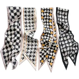 4 Pack Purse Scarf Bags for Women Handbag Scarfs Band Lightweight Skinny Hair Neck Accessories Fashion Gifts