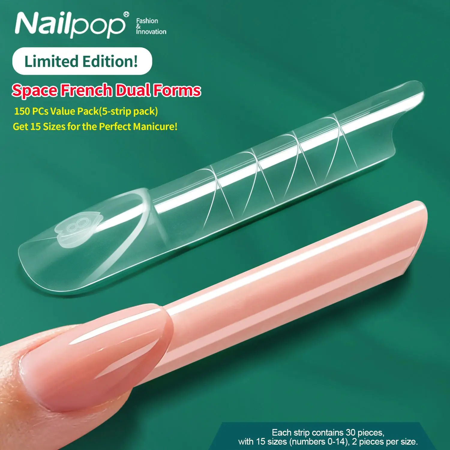 Space Dual Forms French Nail 15 Sizes Nail Tips Reusable Special Design Extension Tools Manicure Salon 30/60/75/150pcs