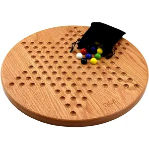 Chinese Checkers Board Game 14 inch Solid Oak Wooden Round