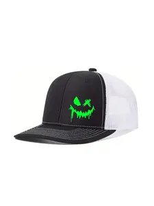 Unisex Baseball Cap with Smiling Face Design, Adjustable Stylish Hat for Men & Women, Casual Fitted Mesh Sun Hat for All Seasons, Printed Trucker Style Hat
