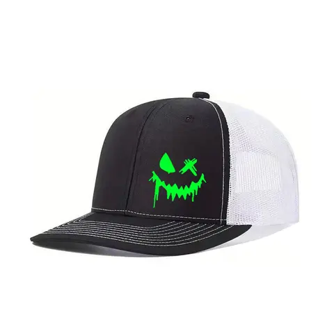 Unisex Baseball Cap with Smiling Face Design, Adjustable Stylish Hat for Men & Women, Casual Summer Hat, Casual Fitted Mesh Sun Hat for All Seasons, Printed Trucker Style Hat, Caps Men