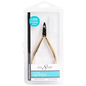 Hard Steel Cuticle Clippers, 7 mm Full‑Jaw Precision Cuticle Trimmer with Super‑Sharp Blades & Ergonomic Grip (C555) (Gold)