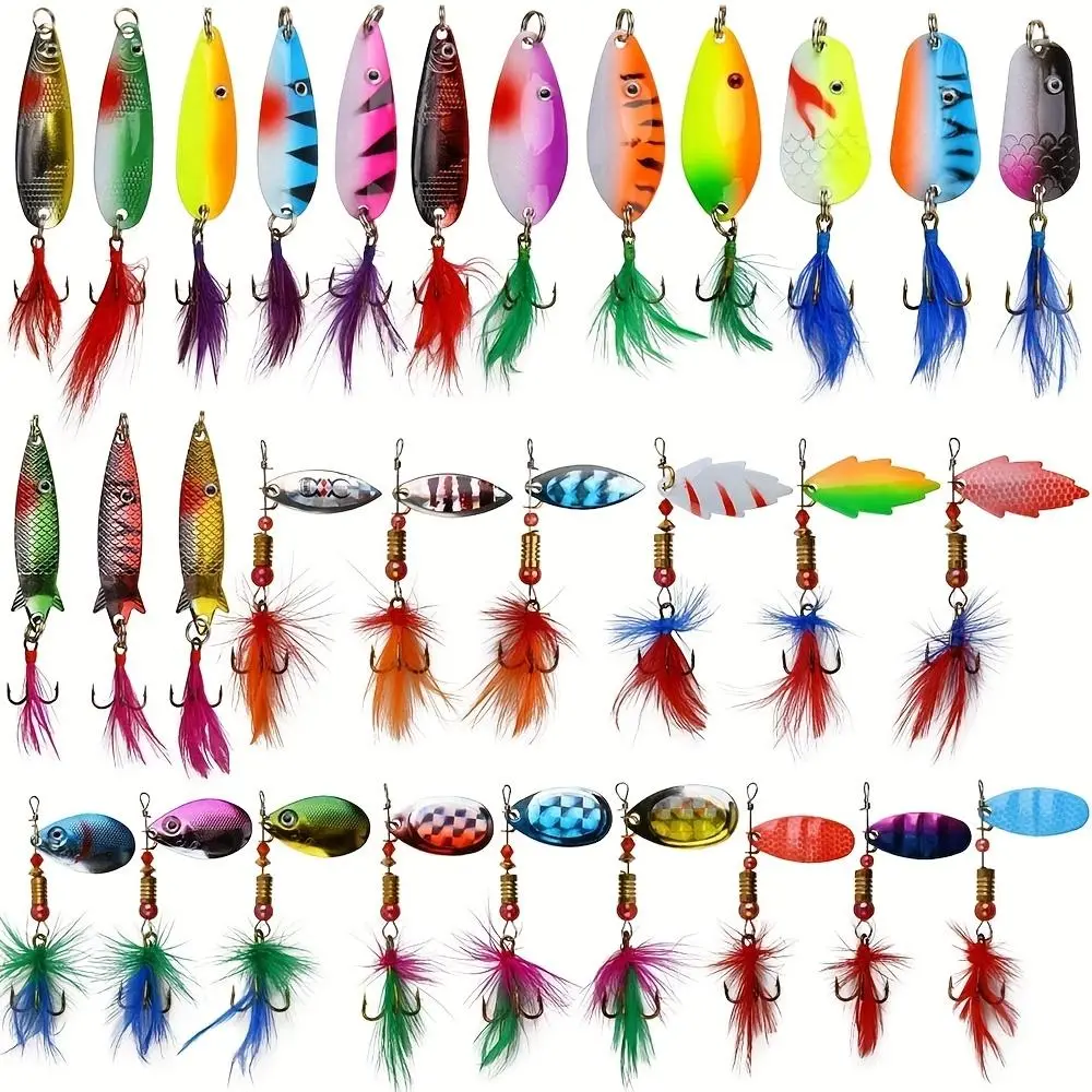 30pcs Fishing Lures Spinner Baits Bass Lures Trout Lures Hard Metal Spinnerbaits Fishing Spinners Lures Kit for Pike Salmon Walleye Freshwater Saltwater Fishing - TikTok Shop 30pcs Fishing Lures Spinner Baits Bass Lures Trout Lures Hard Metal Spinnerbaits Fishing Spinners Lures Kit for Pike Salmon Walleye Freshwater Saltwater Fishing - TikTok Shop