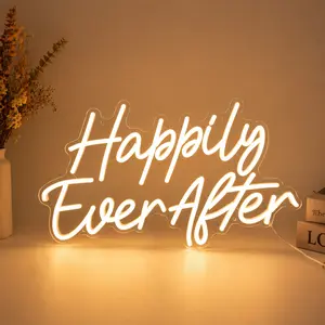 Happily Ever After Neon Sign Large Neon Light Sign Art Decorative with Dimmer for Engagement Birthday Wedding Gift for Girl Home Wall Decor Living Room Decor